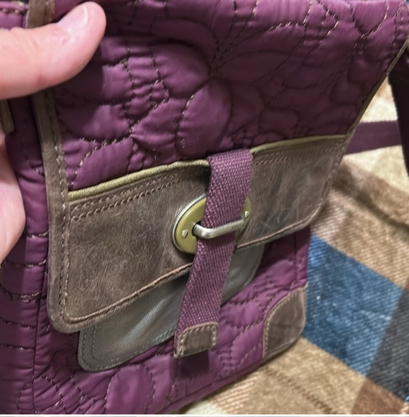 Fossil Quilted Purple and Brown Crossbody Bag - Picture 15 of 16